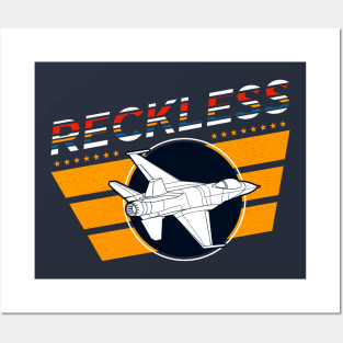 Reckless military jet airplane art with star and fringes Posters and Art